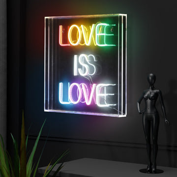 Love Is Love Square Contemporary Glam Acrylic Box USB Operated LED Neon Light - JONATHAN Y